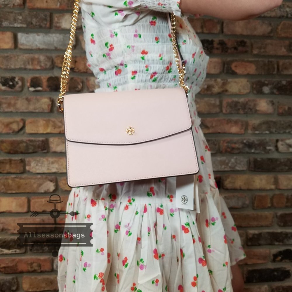 Tory Burch Emerson Envelope Adjustable Strap Gold Chain Crossbody Shoulder BAG